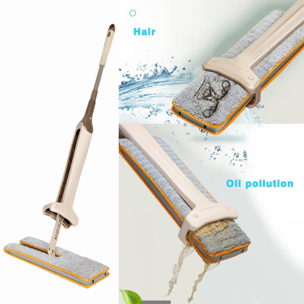 Self-Wringing Double Sided Flat Mop Telescopic Handle Mop Floor Cleaning Tool Living Room Kitchen Drop Shipping